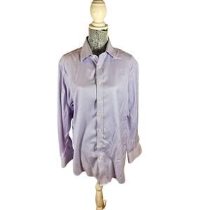 Charles Tyrwhitt Non-Iron Button Down Purple Slim Fit Shirt Men's 17/35"